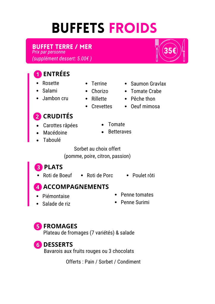 Buffet traiteur terre mer fruits de mer saumon crevettes